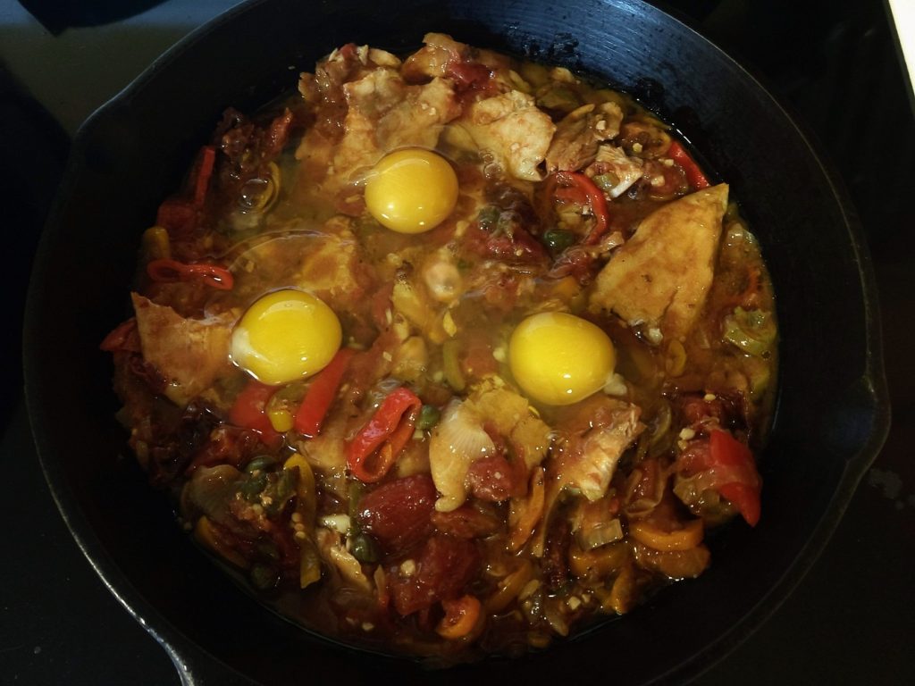 leftover tilapia veracruz with eggs