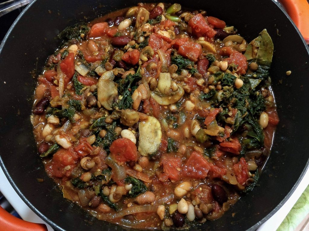 a big pot of veggie chili