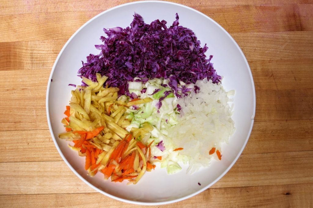 coleslaw vegetables ready for dressing