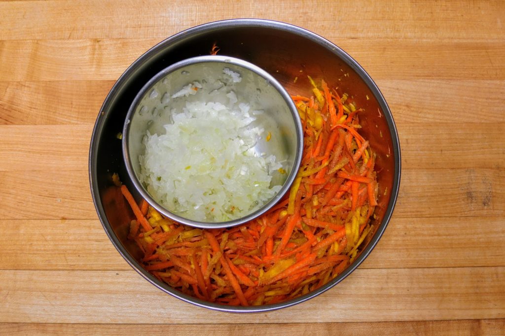 grated carrots and onion