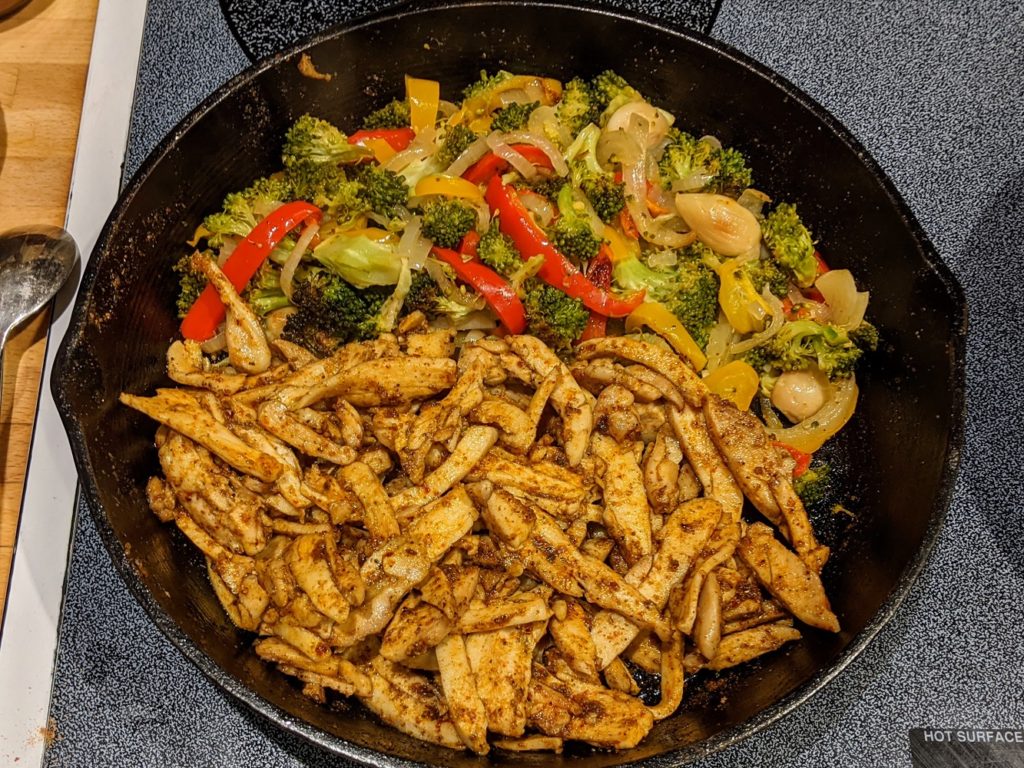 chicken and vegetables for burrito bowls