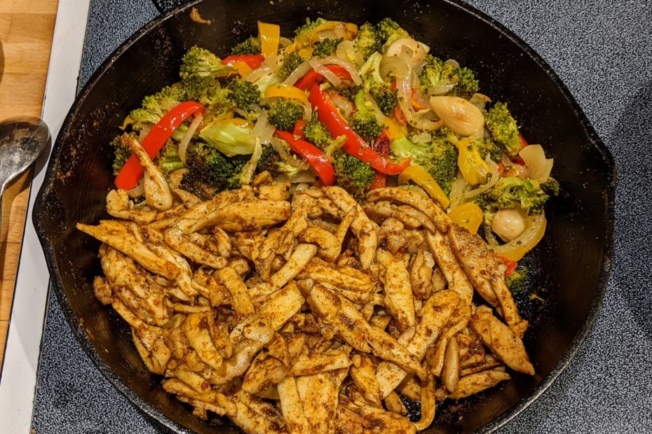 chicken and vegetables for burrito bowls