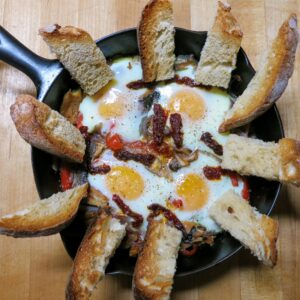 kippers and eggs with toast spears