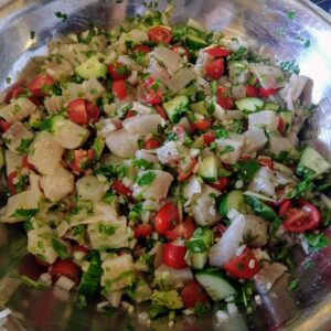 ceviche. cured, mixed, and tasty