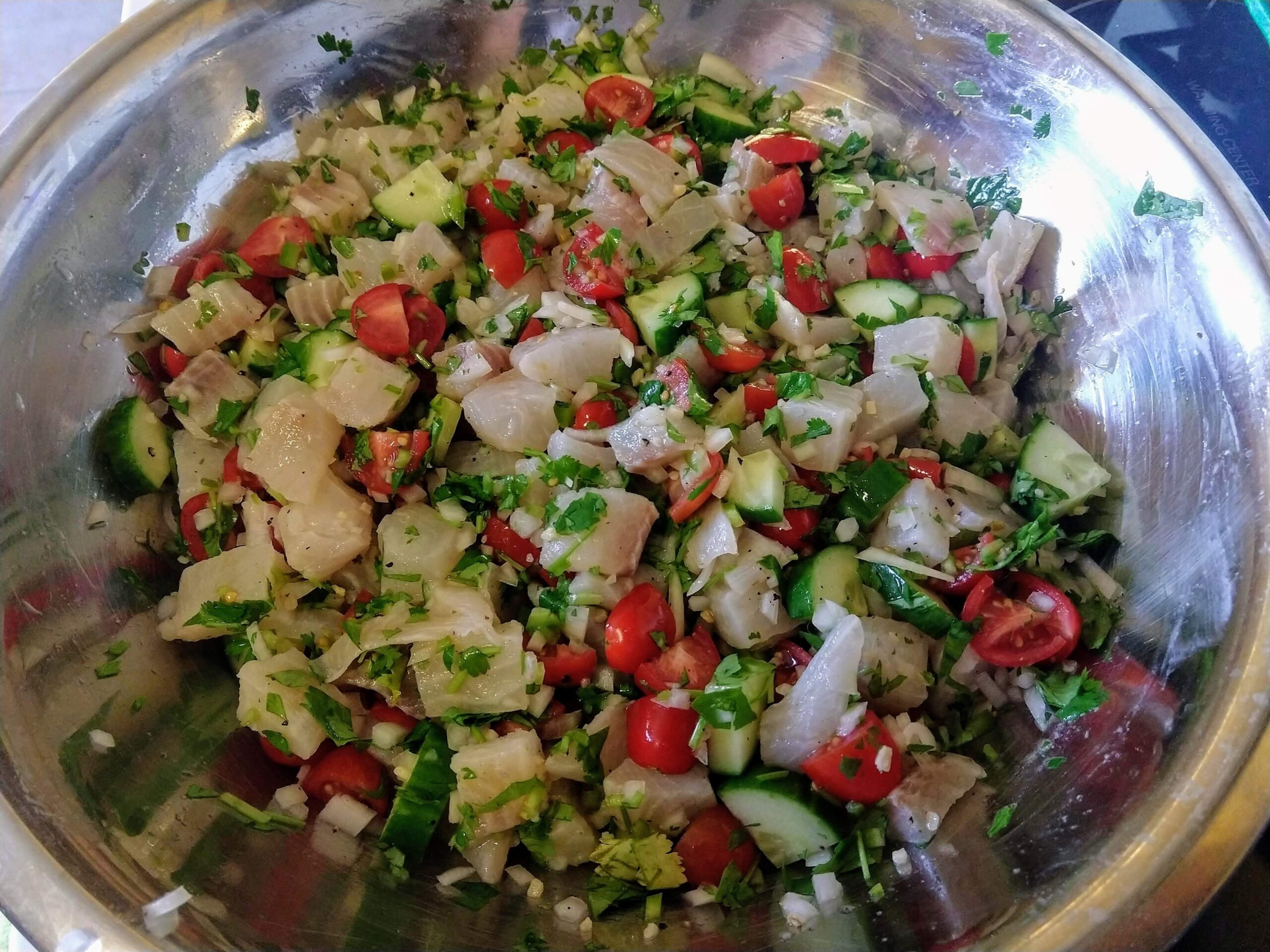 ceviche. cured, mixed, and tasty