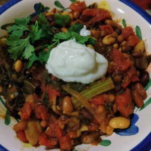 A nice, hearty bowl of veggie chili