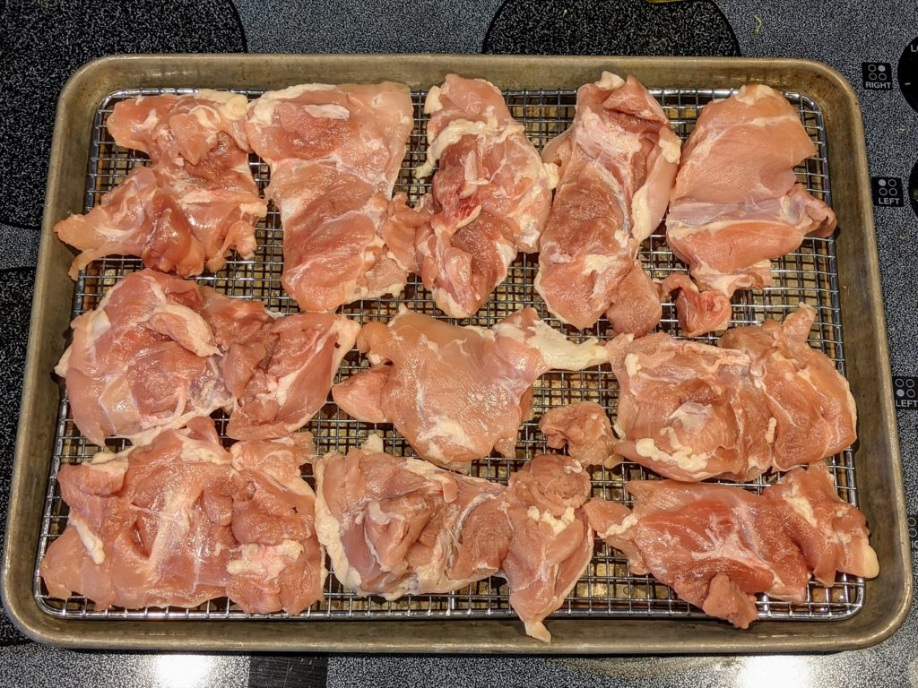 chicken thighs on a sheet pan