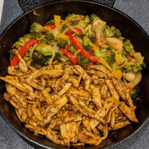 chicken and vegetables for burrito bowls