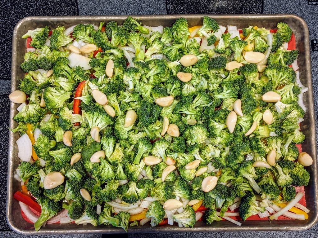 mixed vegetables on a sheet pan