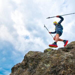 running downhill with poles